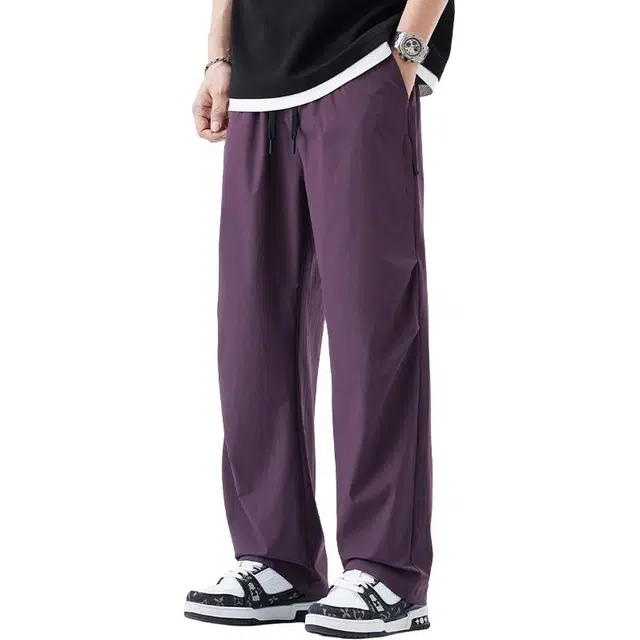 洞洞拐 垂感冰丝高级感速干透气运动休闲裤 男女同款