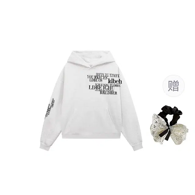 涂诗菲 大码男女情侣装宽松松弛感嘻哈接头潮流小众连帽上衣卫衣 男女同款