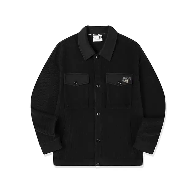 乔丹 纯色纽扣翻领简约宽松长袖衬衫 男款