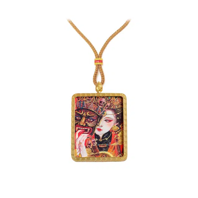 【百无禁忌百财来】 玉临门 平安喜乐 节节高升 藏式扎基拉姆前世今生唐卡复古民族风手工绳#好运 合金 项链 男女同款情侣款