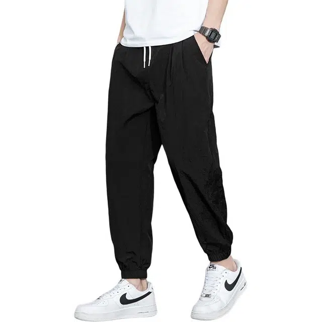 么宁 日系简约百搭宽松束脚裤潮流时尚抽绳松紧腰个性痞帅日常运动休闲裤 男女同款