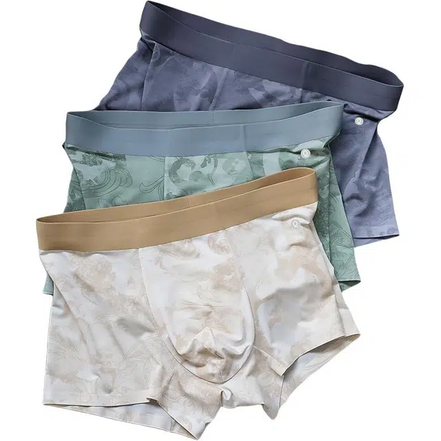 轻迎 高档轻奢莫代尔无痕抗菌印花透气夏季款平角内裤 男款