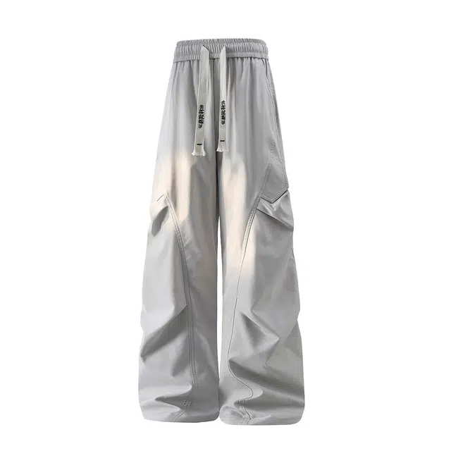 梓润格 日常百搭简约美式复古宽松氛围感户外运动无性别主义弯刀裤炸街高级设计舒适青春感高街垂感慵懒酷飒时尚潮流穿搭休闲裤 男女同款