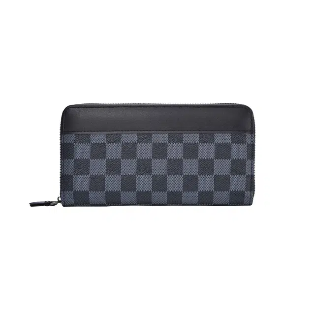 老人头 经典通勤长款棋盘格多功能 合成革 钱包 常规 男款 黑色