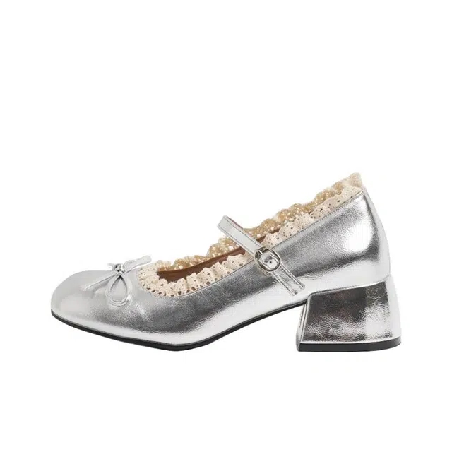 拾伍象 超纤皮 时尚小众百搭休闲文艺舒适优雅 粗跟 玛丽珍鞋 女