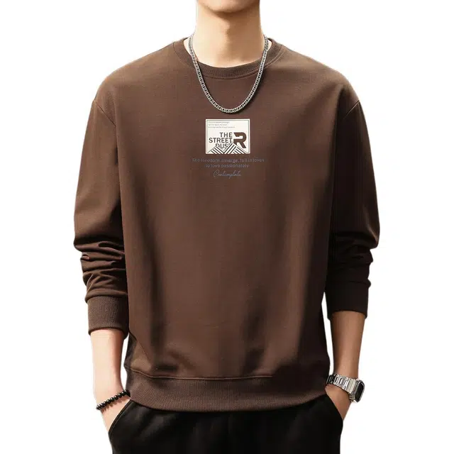 贵色 美式复古青少年学院风简约印花长袖时尚潮流百搭立体裁剪设计圆领休闲打底卫衣 男女同款