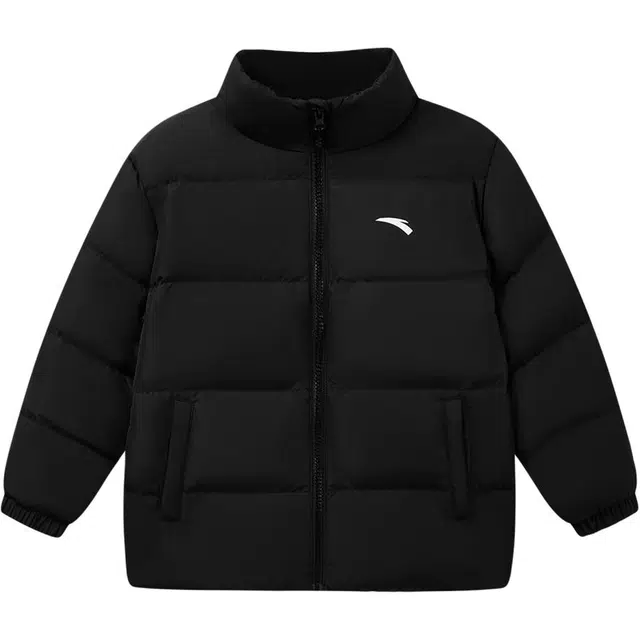 安踏儿童 跑训基础百搭  舒适保暖冬季四防面包羽绒服 男女大小童  黑