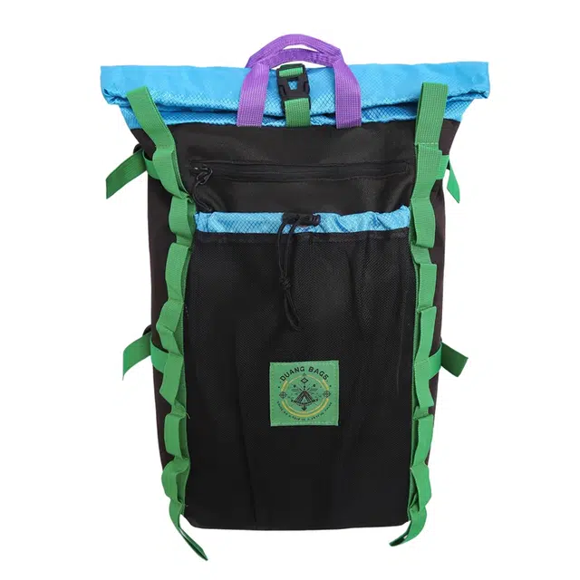 德力熊 撞色工装风骑行机能背包大容量旅行 牛津布 双肩包 男女同款情侣款 黑色/浅灰色/深灰色/玫红色/藏蓝色