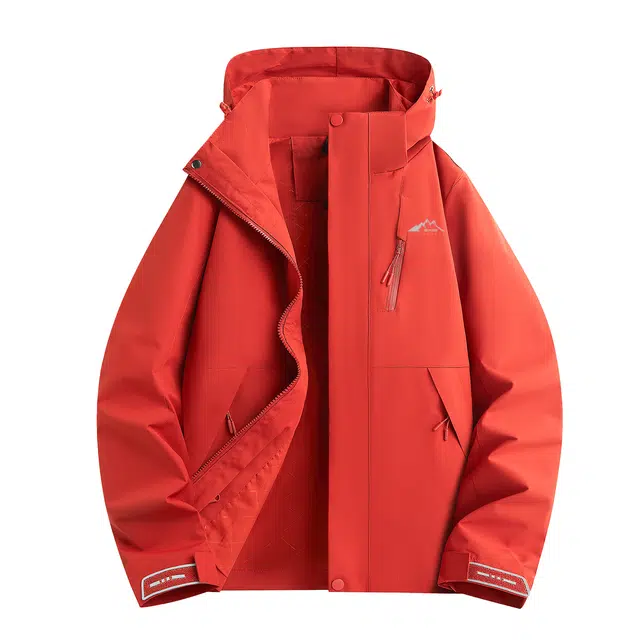 赛琪 美式山系户外三防拼接撞色徒步登山露营防风防水拉链开衫连帽宽松休闲百搭工装单层长袖夹克外套 男女同款