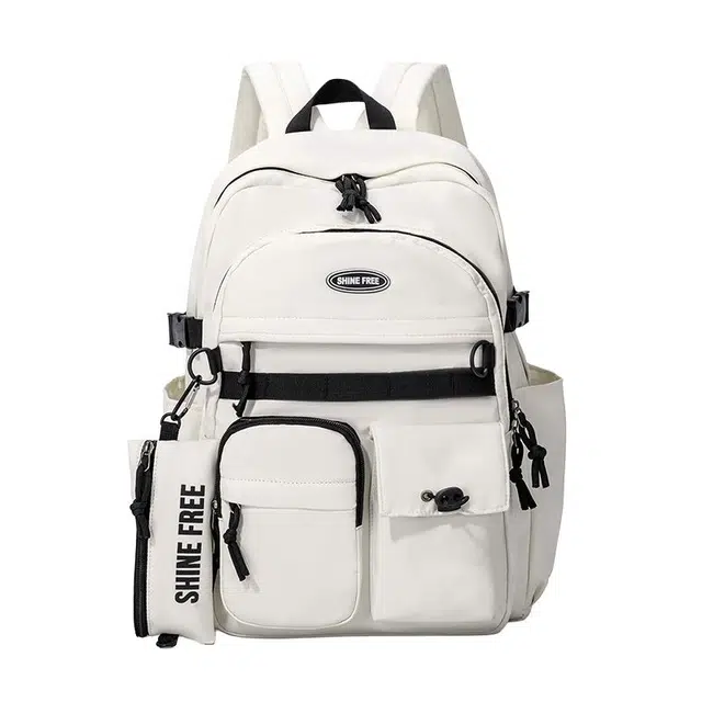 帕克熊 工装个性设计多口袋初高中生上课日常通勤学院风 尼龙布 书包背包双肩包 男女同款情侣款 多色