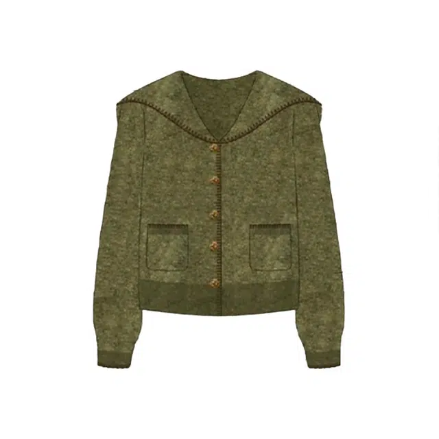 敲模女孩 法式慵懒风高级宽松外套连帽针织衫 女款