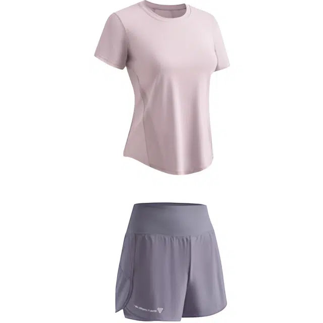 木清清  晨跑透气速干训练短袖上衣时尚舒适短裤  瑜伽套装  女款