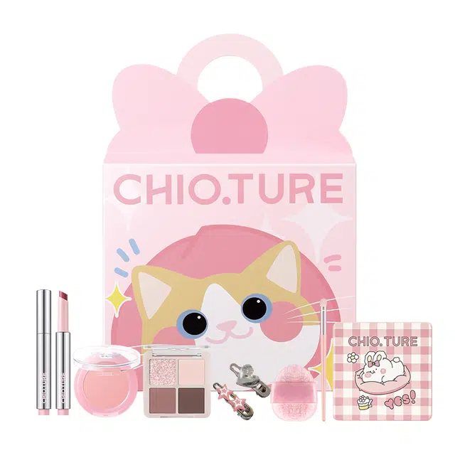 稚优泉 咪桃甜心彩妆礼盒 自然玻璃唇雾面清透素颜气色保湿提亮肤色 提亮肤色气色清透玻璃唇素颜自然雾面