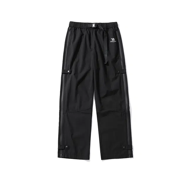 领航骆驼 山系户外三防拉链迷彩裤情侣宽松侧边阔腿长裤开叉松紧运动  工装裤 男女同款