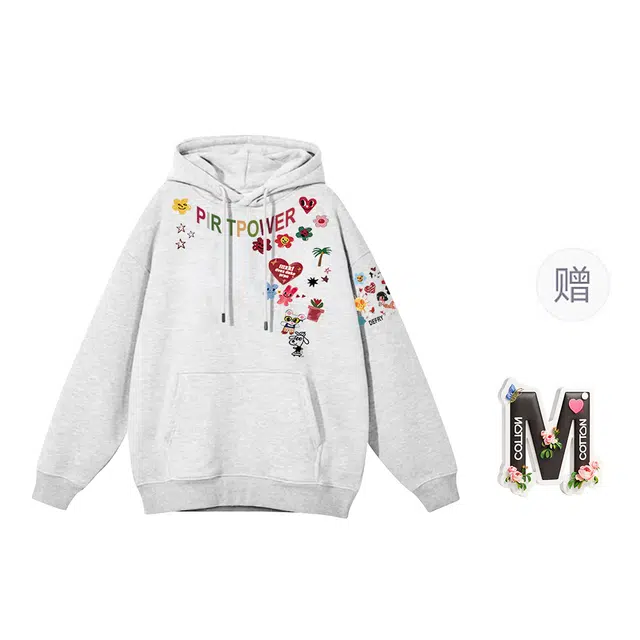 棉购 韩系潮流趣味卡通印花学生休闲时尚宽松卫衣 女款