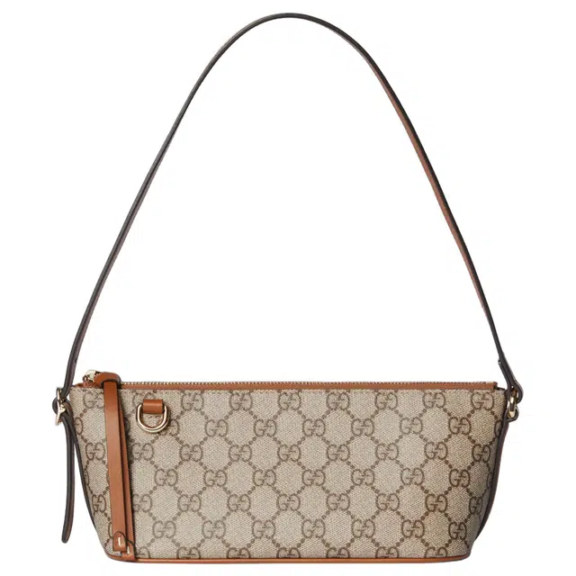 Gucci GG Emblem Small Shoulder Bag Ivory Brown