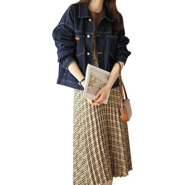 邓大喵 复古风流行春秋韩版宽松设计感夹克潮流上衣牛仔外套 女款