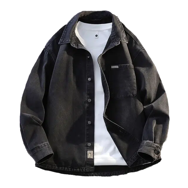 百胜狐 百胜狐潮牌时尚提花牛仔衣男装外套春秋美式复古痞帅休闲百搭男褂子夹克 男款