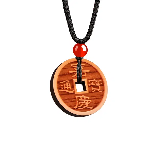 灵晔  新中式小众轻奢简约高级感五帝钱款素雅百搭招财纳福前程似锦八方来财诸事顺遂 好运  桃木 项链 男女同款情侣款