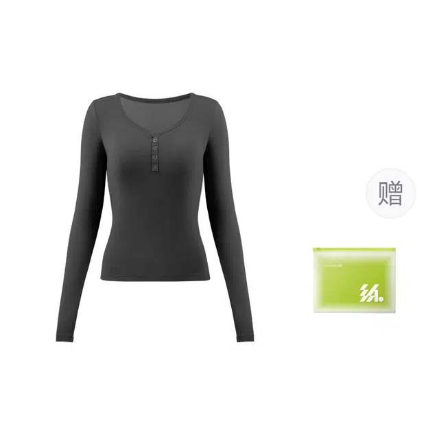 半练 保暖内搭秋衣纯色亨利领简约打底衣 女款