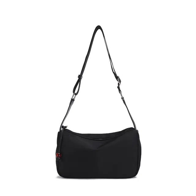 都宝路 日常通勤简约百搭时尚 织物 饺子包斜挎包 中号 女款 黑色