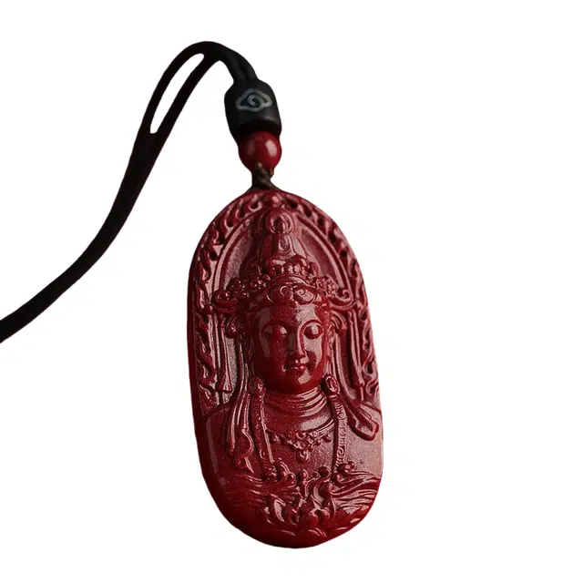 茂琼 简约 时尚 观音吊坠菩萨小众百搭高级感#好运 朱砂 项链 男女同款情侣款