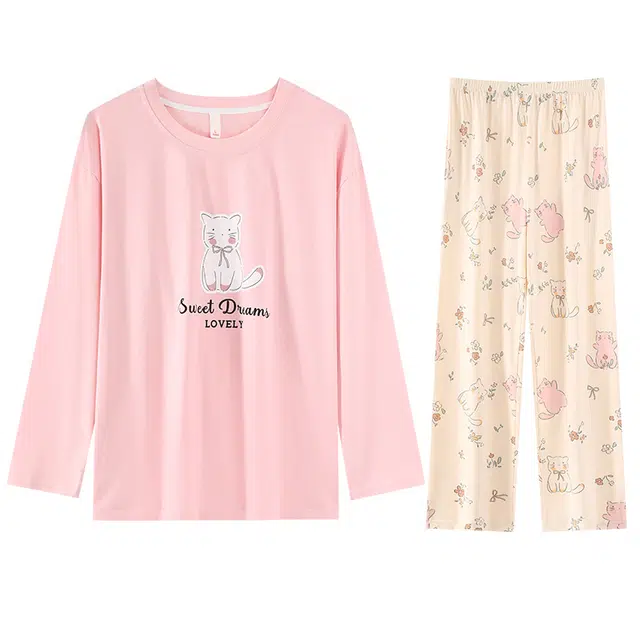 向薇 长袖可爱卡通舒适睡衣套装 女款
