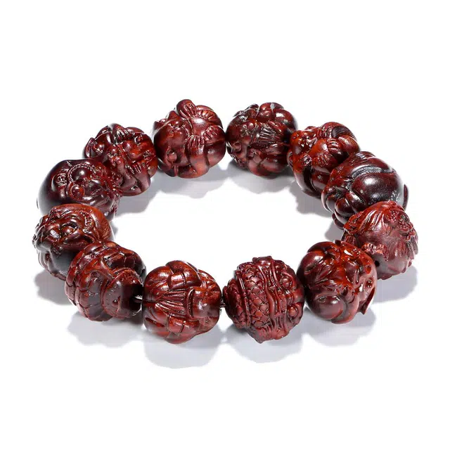 【普陀山官方已过香】 普陀山文创 财运亨通 招财纳福 红花梨 手串 男女同款情侣款