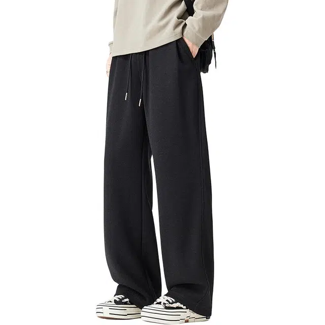 协协乐 宽松卫裤秋冬季美式潮牌纯色阔腿直筒拖地裤百搭青少年运动长裤休闲裤 男款