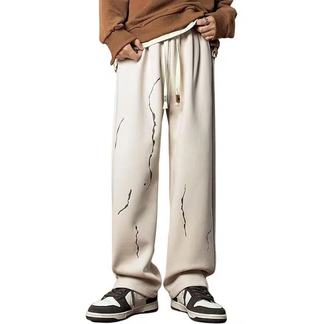 大格子与黑猫 潮牌美式高街宽松运动舒适百搭休闲裤 男款