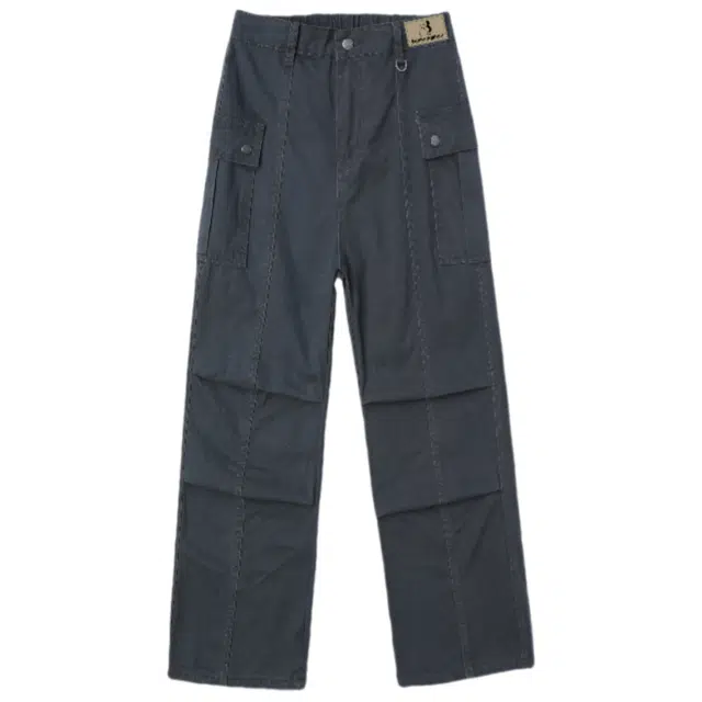 半空山 美式复古高街纯色拼接褶皱大口袋潮流工装裤 男女同款