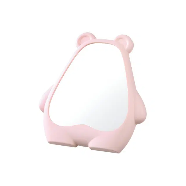 格安诺憨憨熊化妆镜桌面台式单面镜塑料化妆镜学生宿舍可挂可立公主镜可爱美妆镜 立式镜
