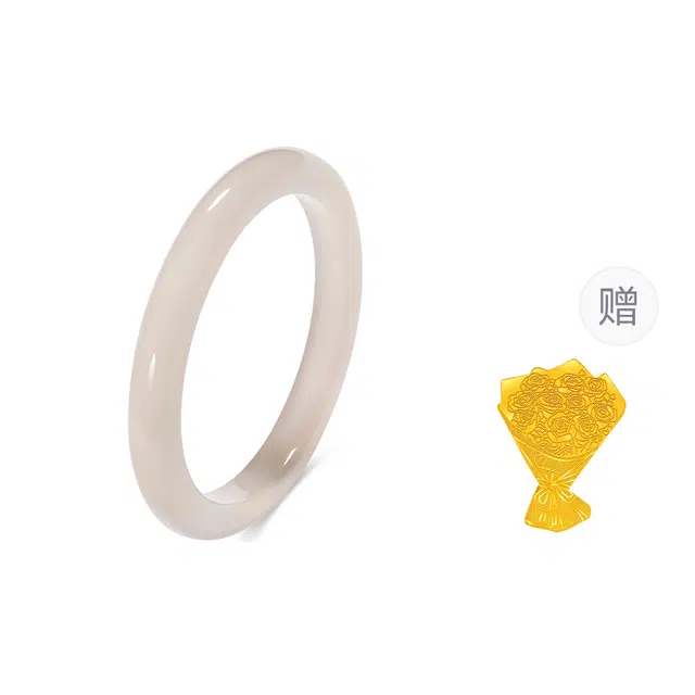 【赠手机贴】 老庙 香槟色白月光 温婉雅致清丽脱俗 新中式优雅百搭小众设计 日常通勤百搭 礼盒#纪念意义#好运天然 玉髓 玉石手镯 女款