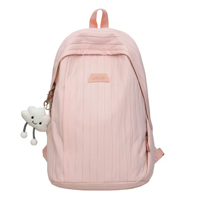 蔻蒂熊 日系极简风大学生背包纯色简约书包轻便减负中学生 涤纶 双肩包 常规 青少年 白色/黄色/卡其色/粉色