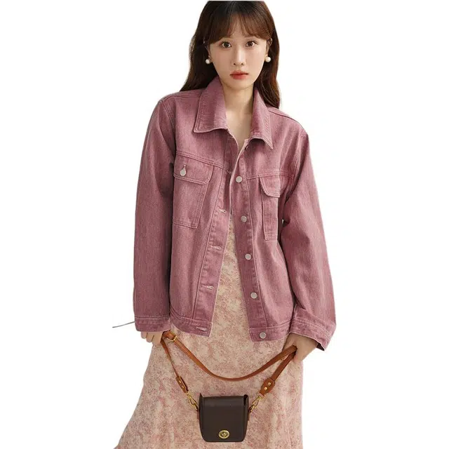 邓大喵 时尚女春秋季休闲显瘦港味夹克复古潮流上衣牛仔外套 女款