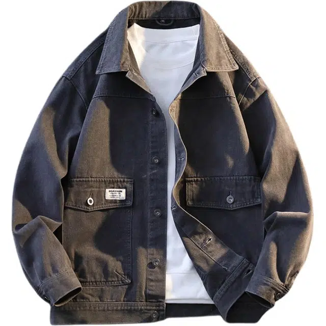 百胜狐 百胜狐春秋学生青少年港风牛仔外套潮流男装韩版时髦休闲百搭上衣夹克 男款