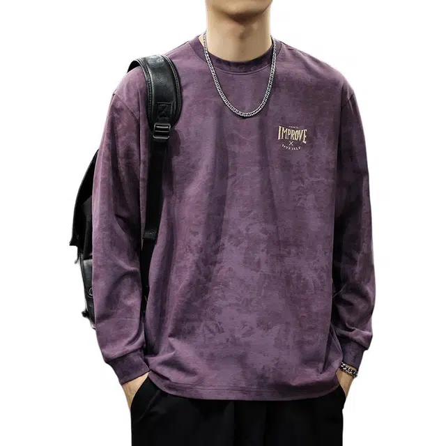 前进牛 美式休闲复古潮牌简约字母印花卫衣 男女同款