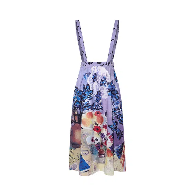 两三事 海岛假日 简约清新气质百搭印花休闲长裙 女款