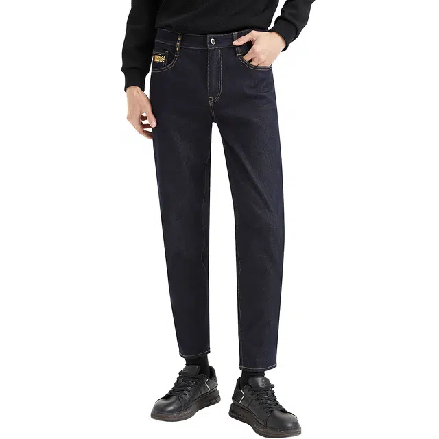 利郎 四面弹 时尚都市水洗磨白质感百搭修身明线九分裤牛仔裤 男款