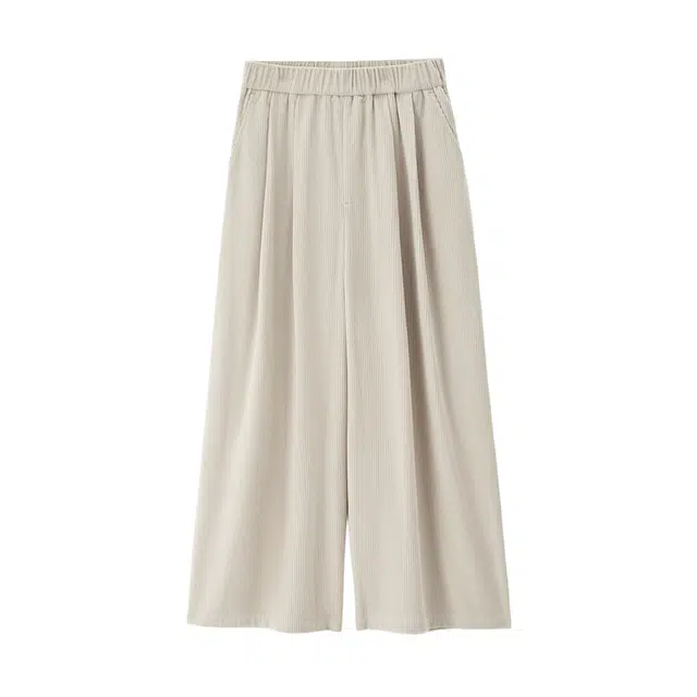 佐丹奴 裙裤灯芯绒压褶松紧腰松弛感九分阔腿裤休闲裤 女款