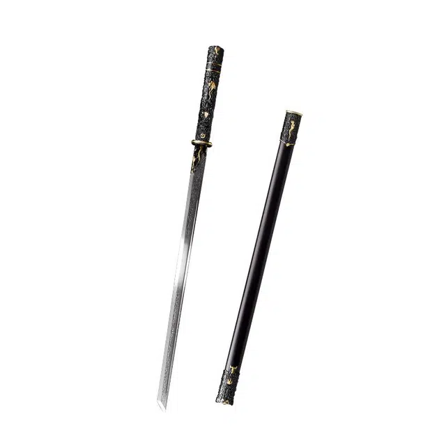天子剑 裂空唐横刀 金属花纹钢锻造刀剑 龙凤檀鞘摆件未开刃 其他静态模型