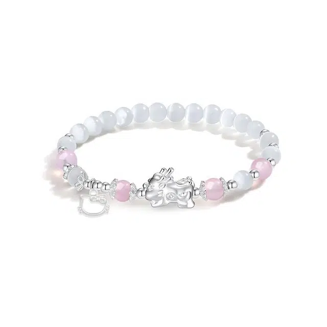 【999足银】 琉堇 招财貔貅八方来财纯银招财猫 财源滚滚吞金兽抓钱转运礼盒装#好运 琉璃 女友七夕限定周年礼盒手串 男女同款情侣款