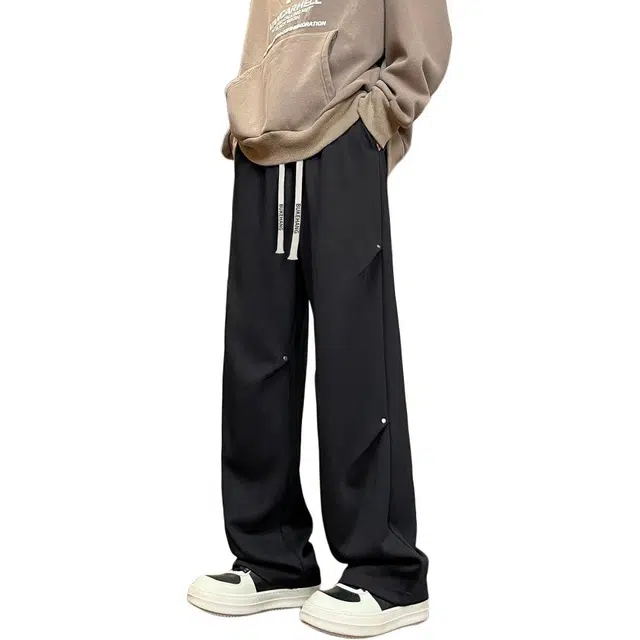 布客行 扎染卫裤宽松大码美式潮牌复古街头长裤子港风痞帅抽绳松紧腰弹力纯色百搭针织休闲裤 男女同款