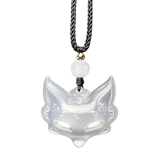 灵晔 【玉面狐狸】可爱创意小众国潮新中式简约设计极简百搭时尚轻奢高级感出街吸睛神器 必备#好运 白玉菩提 项链 男女同款情侣款