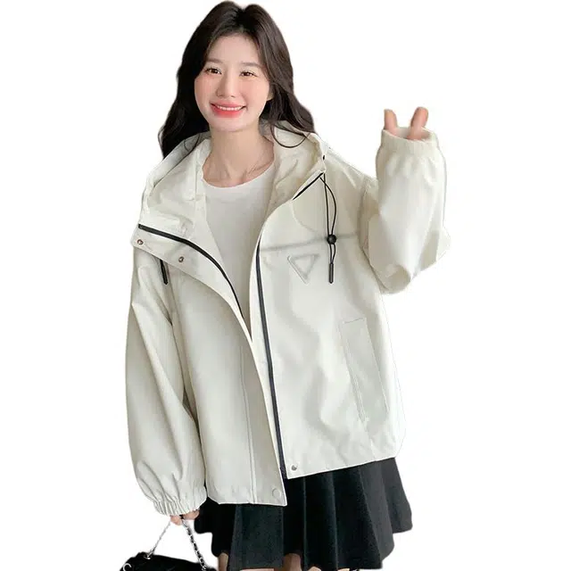 稻草人 工装时尚休闲连帽设计感独特夹克外套 女款