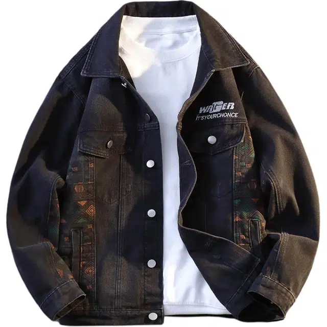 百胜狐 休闲帅气百搭春秋款美式复古翻领夹克 男款