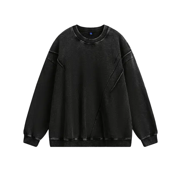 奇迹街区 日系简约纯色圆领潮牌街头宽松百搭打底上衣卫衣 男女同款