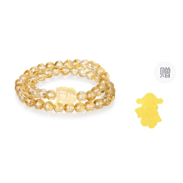 【戴它来财增寿】 金六福吉祥 吸财貔貅叠戴手饰 中式纳福平安顺遂佛珠 文玩盘玩转运百搭大气#好运天然 黄水晶 手串 男女同款情侣款