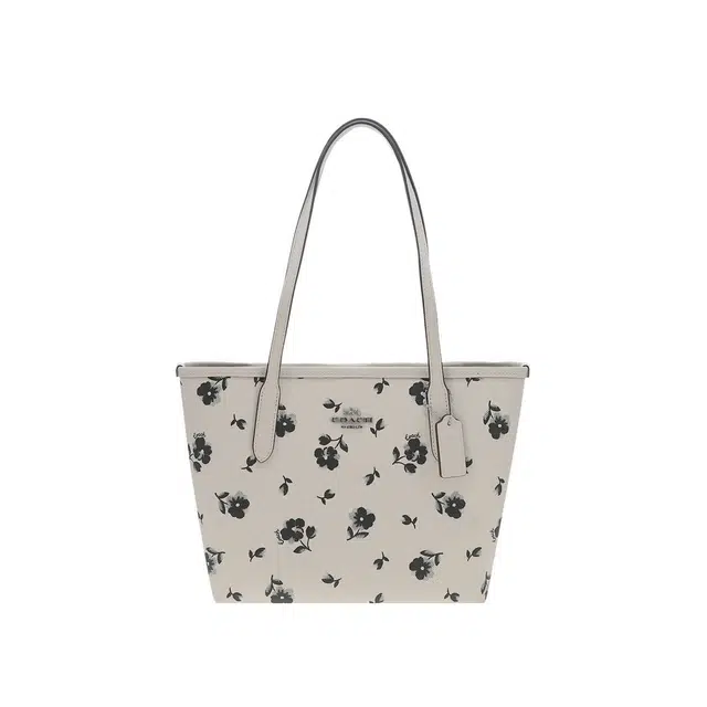 Coach City 24 Tote Bag Small Black Beige