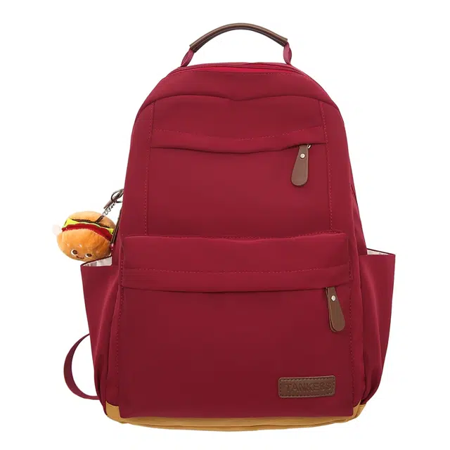 蔻蒂熊 日系简约百搭女生初中高中学生上课书包大容量电脑背包男潮 尼龙布 双肩包 常规 黑色/红色/白色